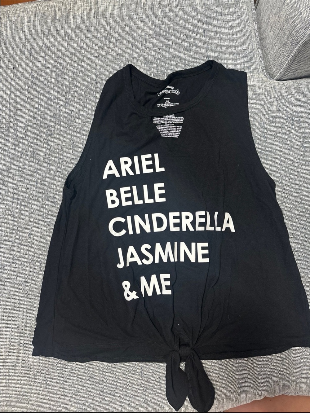 Disney Princess Black Tie-Front Tank Top